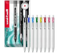 uni-ball UMN-S-05 - Bolígrafos retráctiles de tinta de gel, punta de 0,5 mm, barril blanco, uno de cada color, paquete de 8 unidades, en paquete de regalo