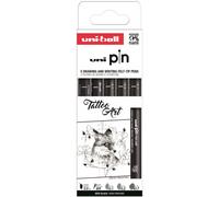 Uni-ball uni pin tattoo art pack de 5 rotuladores calibrados 0.1, 0.2,