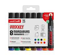 Mitsubishi Pencil Rotulador permanente sin olor PM122 - punta cónica 1,2–1,8 mm, 8 colores