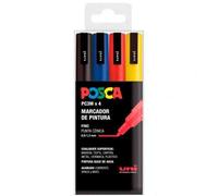 Posca Rotuladores PC-3M Estuche 4, punta fina, azul, estándar