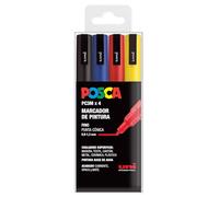 Uni-Ball UNIPC3M/4C BASICUd Estuche 4 rotuladores Posca Basic PC3M Fino, Blue, Estándar