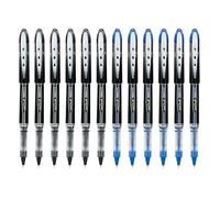 Uni-Ball Vision Elite - Bolígrafos de punta redonda, punta micro, 0.5 mm, tinta negra y azul, paquete de 12 (6 negros, 6 azules), tinta uni resistente al fraude y al agua, seguro para aviones