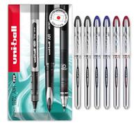 uni-ball Vision Elite UB-200 - Bolígrafo de punta redonda mediana de 0,8 mm, 6 unidades, tinta negra, azul y roja, en caja de regalo