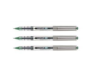 UNI-BALLL - Lote de 3 bolígrafos de tinta líquida EYE UB157 punta media, 0,7 mm, color verde