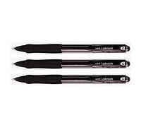 UNI-BALLL - Lote de 3 bolígrafos Laknock SN100/10, diseño de punta media, 1 mm, color negro