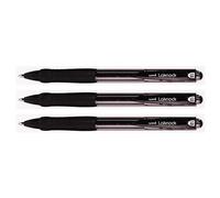 UNI-BALLL - Lote de 3 bolígrafos Laknock SN100/10, diseño de punta media, 1 mm, color negro