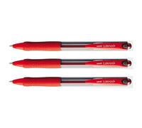 UNI-BALLL - Lote de 3 bolígrafos Laknock SN100/10 Retract Grip punta media, 1 mm, color rojo