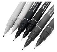 Uni Pin - Bolígrafos de dibujo (0,1/0,5 mm, 6 unidades), color gris