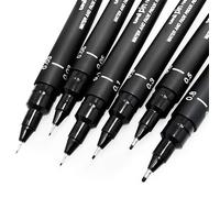 Uni Pin - Juego de 6 bolígrafos de dibujo - tinta negra - punta fina 0,03-0,8 mm