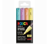 Uni posca estuche de 4 rotuladores pc1m de color pastel de punta cóni