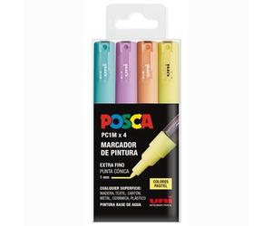Uni posca estuche de 4 rotuladores pc1m de color pastel de punta cóni