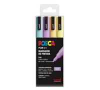 Posca Rotuladores PC-3M – Estuche 4 unidades, Punta cónica 0.9-1.3 mm, Colores pastel