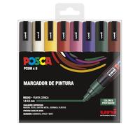 Posca Estuche de 8 rotuladores PC5M – Punta cónica – Colores oscuros