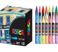 Uni Posca - Juego de rotuladores de pintura, punta extra fina, 21 colores (PC-1 M), notas adhesivas, color Extra Fine