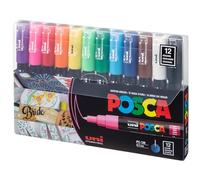 Uni-Posca PC-1M - Rotulador de punta extrafina - Juego de 12 unidades - Importado de Japón