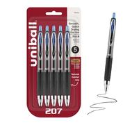 Uniball™ 207 - Bolígrafos de gel, tinta azul, punta media de 0.7 mm, retráctil, 5 unidades