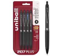 Uniball 207 Plus+ - Bolígrafos de gel retráctiles, punta media (0.7 mm), surtidos, paquete de 4