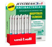 Uniball jetstream sxe-400 antibacterias 2 colores en 1 expositor surti