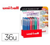 Uniball rotulador roller rt 0,8 mm retractil,tinta liquida expositor d