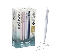Uniball™ Zento - Bolígrafos de gel, tinta negra, punta media de 0.7 mm, retráctil, 12 unidades, escritura suave, secado rápido, sin manchas, sin sangrado, colores de barril silenciados