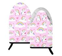 Unicornios Corazones Patrón Arco Iris 204.4 °C Guantes resistentes al calor y soportes para ollas, guantes de cocina, 24.1 cm x 15.2 cm, 2 unidades