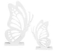UNICRAFTALE 2 piezas de decoración de mariposa de madera 2 tamaños grandes blanco 3D corte hueco conjunto independiente pared y decoración de mesa para cumpleaños boda baby shower DIY decoraciones 12