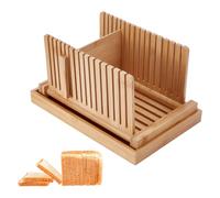 UNICRAFTALE Cortador De Pan Ajustable De Bambú Con Bandeja Para Migas Guía De Corte Para Pan Casero Bagels Tartas Hogazas Utensilios De Cocina Juego De Regalo Para Hornear 32.2x21.6x17cm