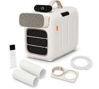 Unidad de aire acondicionado móvil para dormitorio, camping, caravana, refrigeración ajustable de 16-32 °C, sin drenaje, tanque de agua integrado, 2 mangueras de escape, unidad de aire acondicionado