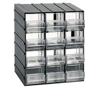 Art Plast Unidad modular de almacenamiento en plástico L192×P148×H230 mm 12 cajones transparentes