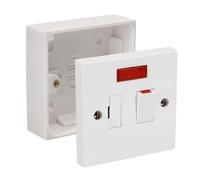 Unidad de conexión eléctrica de 13 amperios, color blanco, indicador de neón opcional, caja trasera de 25/35/45 mm, montada en superficie, 1 banda (con neón, juego con caja de 25 mm)