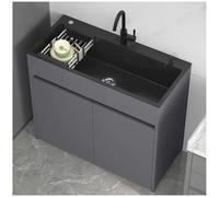 Unidad de Fregadero Autoportante de Acero Inoxidable con Mueble, Grifo de Agua Caliente y Fría, Estante de Almacenamiento, Mueble de Fregadero Utilitario para Lavandería, Cocina y Baño