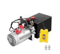 Unidad de potencia de bomba hidráulica de doble efecto de 12 V, paquete de energía hidráulica industrial resistente con depósito de metal de 8 cuartos de galón, unidad hidráulica de CC de alta presión