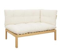 Sofá modular de esquina, color acacia claro y blanco crema, fabricado en madera de acacia