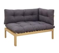 vidaXL Sofá modular de esquina, color acacia claro y gris oscuro, fabricado en madera de acacia