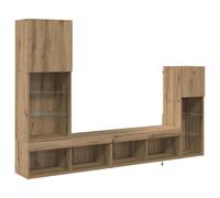vidaXL: 4 soportes para televisores de pared, material de madera con acabado en roble artesanal