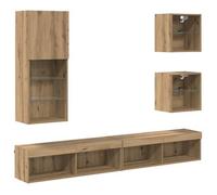 Unidades De Tv De Pared Con Led 5 Pcs Roble Artisan Vidaxl