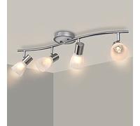 Unikcst Plafón LED de 4 Focos Orientables, Luminaria de Techo Giratoria Sin Ampollas LED E14, Focos de Techo Modernos para Cocina, Sala de Estar, Dormitorio, Pasillo, Ampolla no incluida.