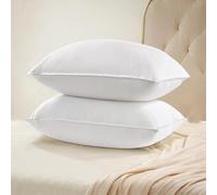 UNIKOME Almohada de Pluma y plumón de Ganso, Juego de 2 Almohadas 60x60cm, Funda de Almohada de Lujo de 100% algodón, Lavable, Oeko-Tex, Blanco (60×60cm)