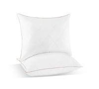 UNIKOME Almohada de plumón 65x65cm, Almohada de plumón de Ganso Juego de 2, Almohada de Plumas Blancas, Lujosa Almohada de Plumas y plumón núcleo, Tejido 100% algodón, Lavable a máquina, Oeko-Tex