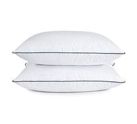 UNIKOME Juego de 2 Almohadas de Plumas y plumón de Ganso, 40 x 90 cm, Funda de Almohada de Lujo de 100% algodón, Lavable, Öko-Tex, Color Blanco