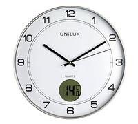 UNILUX - Reloj de pared 400094592 Tempus sin tictac, 2 en 1, con pantalla digital para temperatura, de color gris, con termómetro, 30 cm, LCD, grados Celsius