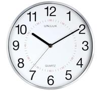 Unilux Reloj de pared Aria – 30,5 cm, sistema de cuarzo, doble pantalla, metal gris