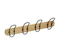 UNIMASA Perchero de Pared Madera Bambu con Ganchos Metal - Negro 4 Ganchos