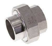Unión Conector Recto Rp1 1/4'' Hembra x 42.4mm Extremo Soldar Acero Inoxidable Junta Plana PTFE 150bar (2107.5psi)