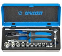 Unior 619413 - Juego de 16 Llaves de Vaso y Accesorios de 1/4" en Caja metálica de 3/16" a 9/16" Serie 188BI6P16INCH