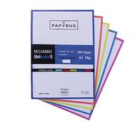 UNIPAPEL 53392399 Recambio 100 Hojas A4, 5 Bandas Colores Vivos, Cuadrícula 5x5, 90g, Papyrus - Unicolor 5