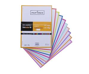 UNIPAPEL 53392499. Recambio 160 Hojas A4, 10 Bandas Color, Cuadrícula 5x5, 90g, Papyrus - Unicolor 10