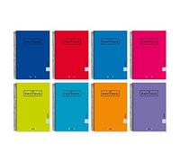 Unipapel 98443097. Pack de 5 Cuadernos con Espiral y Tapa Dura, Pauta 3,5mm, Papyrus 04 - Uniclasic, 80 Hojas, 90 Gramos, Surtido Colores Aleatorios
