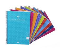 Unipapel 98452198. Pack de 5 Cuadernos Cuarto, Espiral, 1 Línea, 80 Hojas 90 Gramos, Tapas Polipropileno, Colores Surtidos, Guerrero 08-Uniclasic