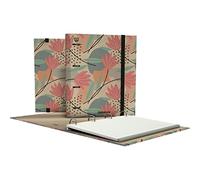 Unipapel - Archivador 4 Anillas Ecológico A4, Incluye Recambio 100 Hojas Recicladas 90g, Cuadriculadas 5x5, Bandas de Color, Uninature Design Flores, FSC Recycled 100%, Carpebook